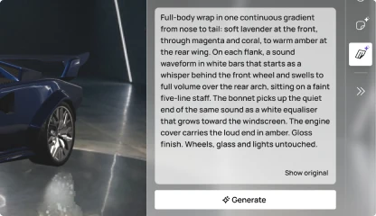 Enhance my prompt: a short prompt rewritten into a full description, with Show original