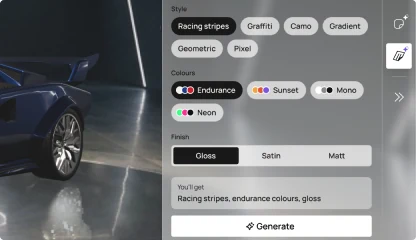 Presets and filters: style, colours and finish picked from lists
