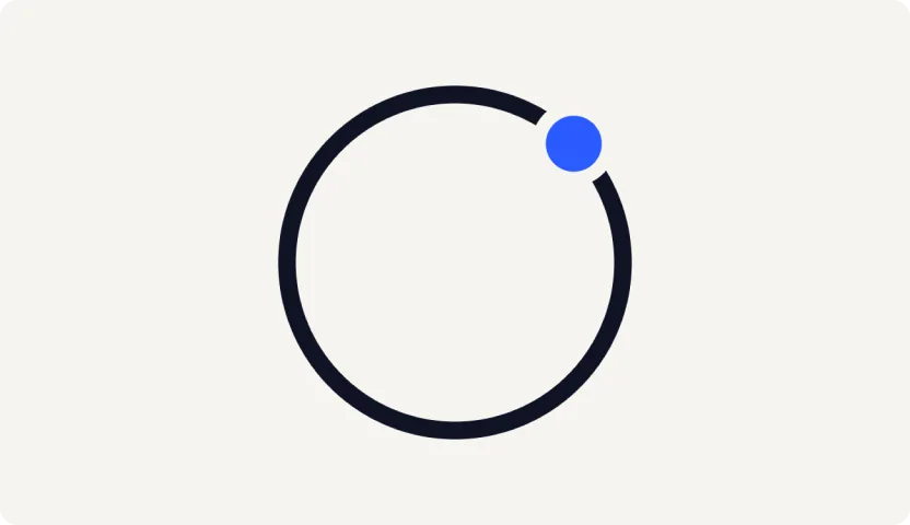 A dark ring with a small blue dot on its edge