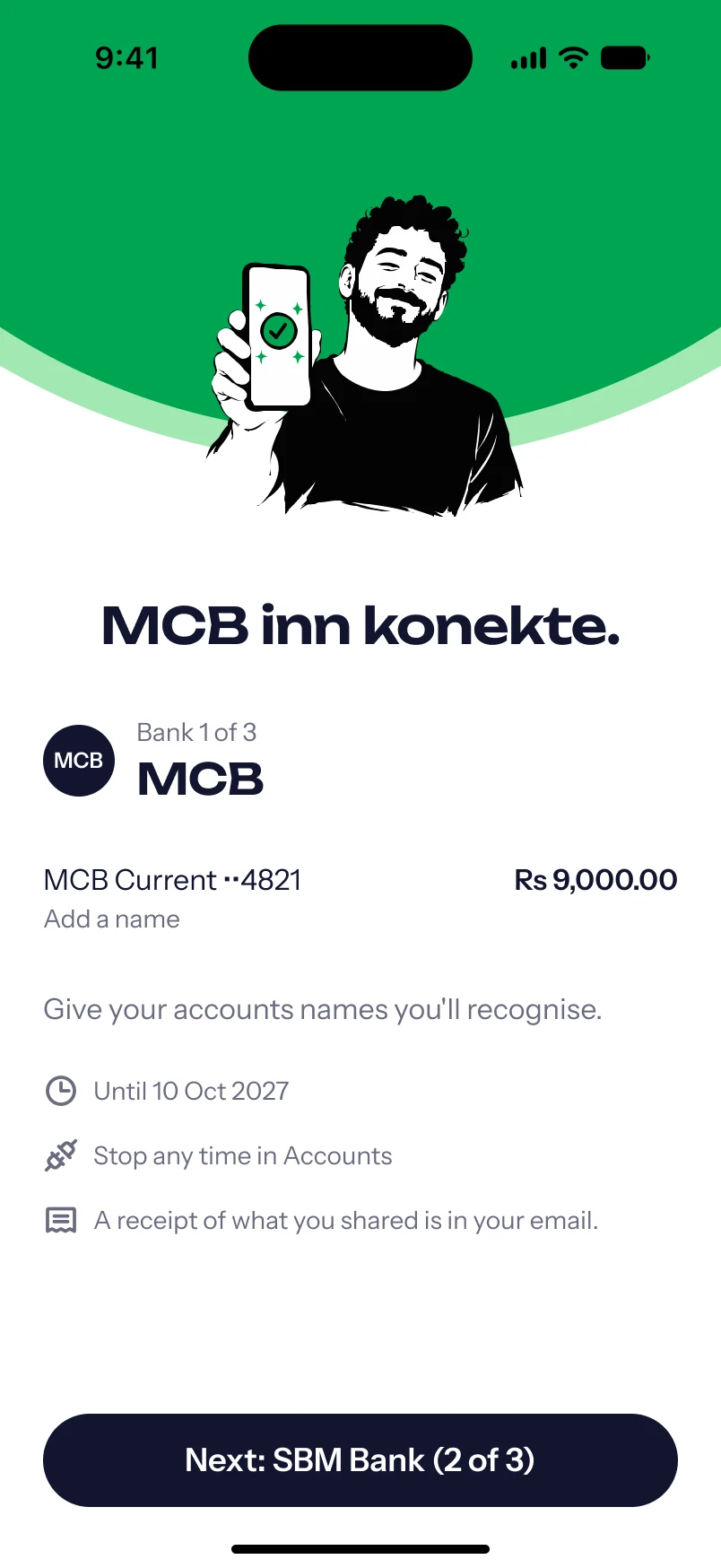 Result: “MCB inn konekte.”