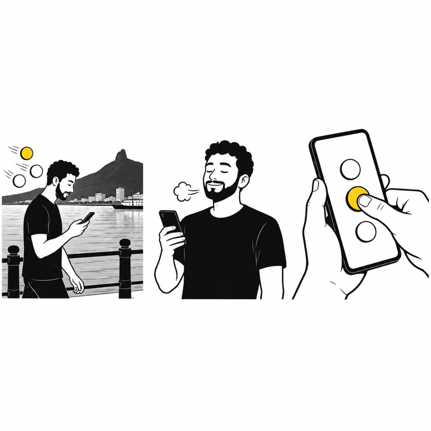 Kavish on the quay, breathing out, a thumb on a yellow badge