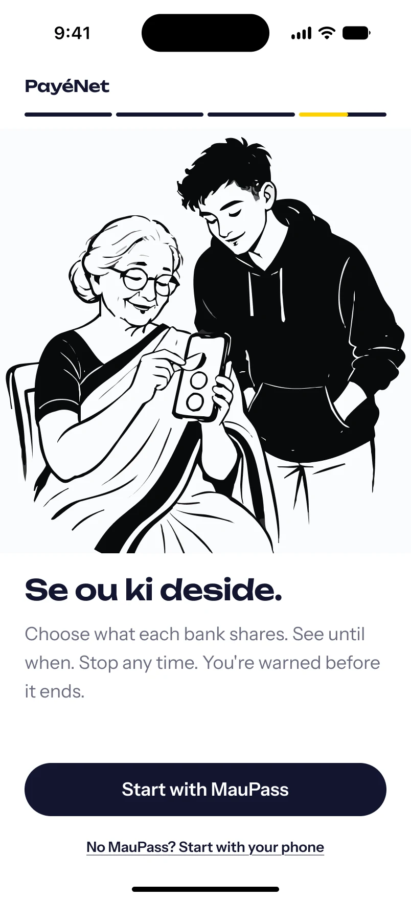 Welcome, step 4: “Se ou ki deside.”